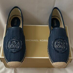 MICHAEL KORS Hastings Denim Espadrille Flats in Medium Blue Wash Sz 8.5M